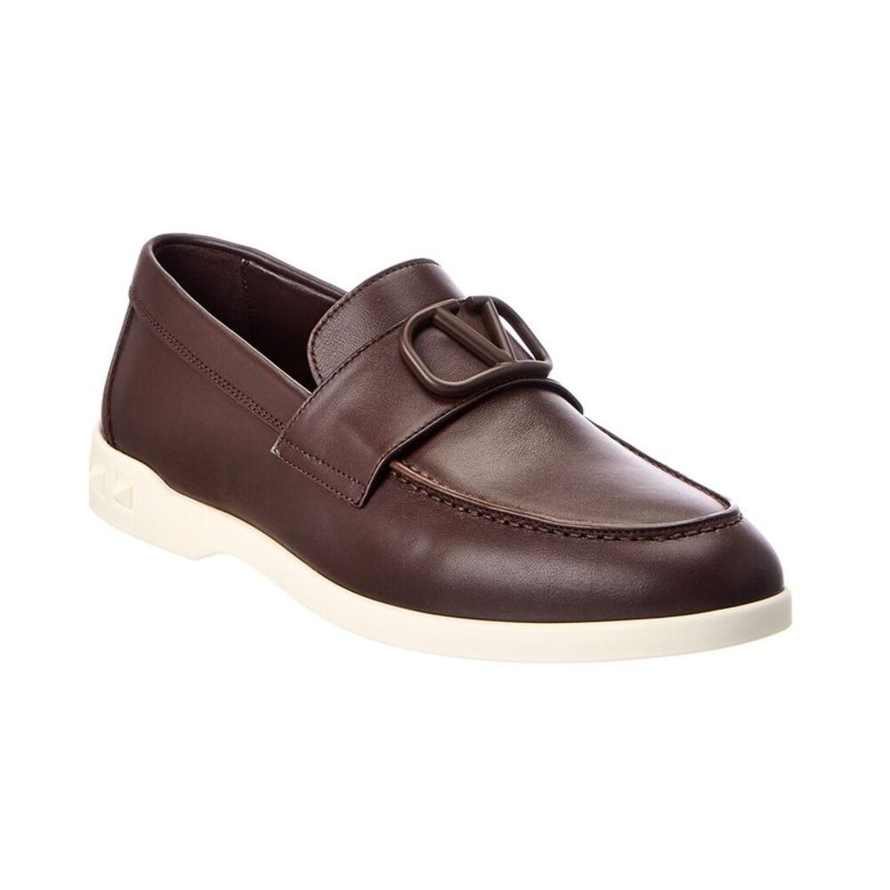 Valentino Vlogo Leather Loafer, Brown